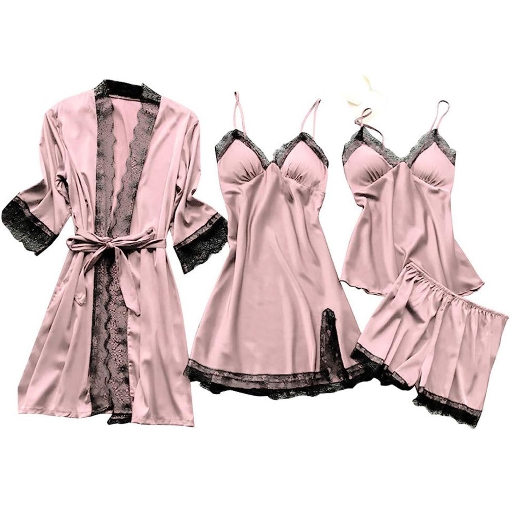 Women's  Satin Pajamas Set 4pcs Sexy Pj Sets for Women - Brand New